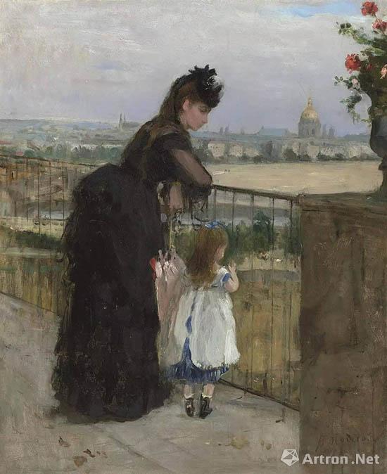 贝尔特・莫里索(1841-1894) 《阳台上的女人与小孩》.jpg