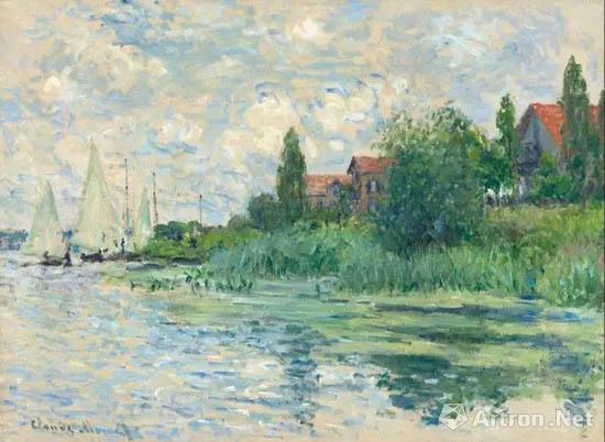 克劳德・莫奈 (1840-1926) 《小热讷维耶的塞纳河畔》 油彩画布.jpg